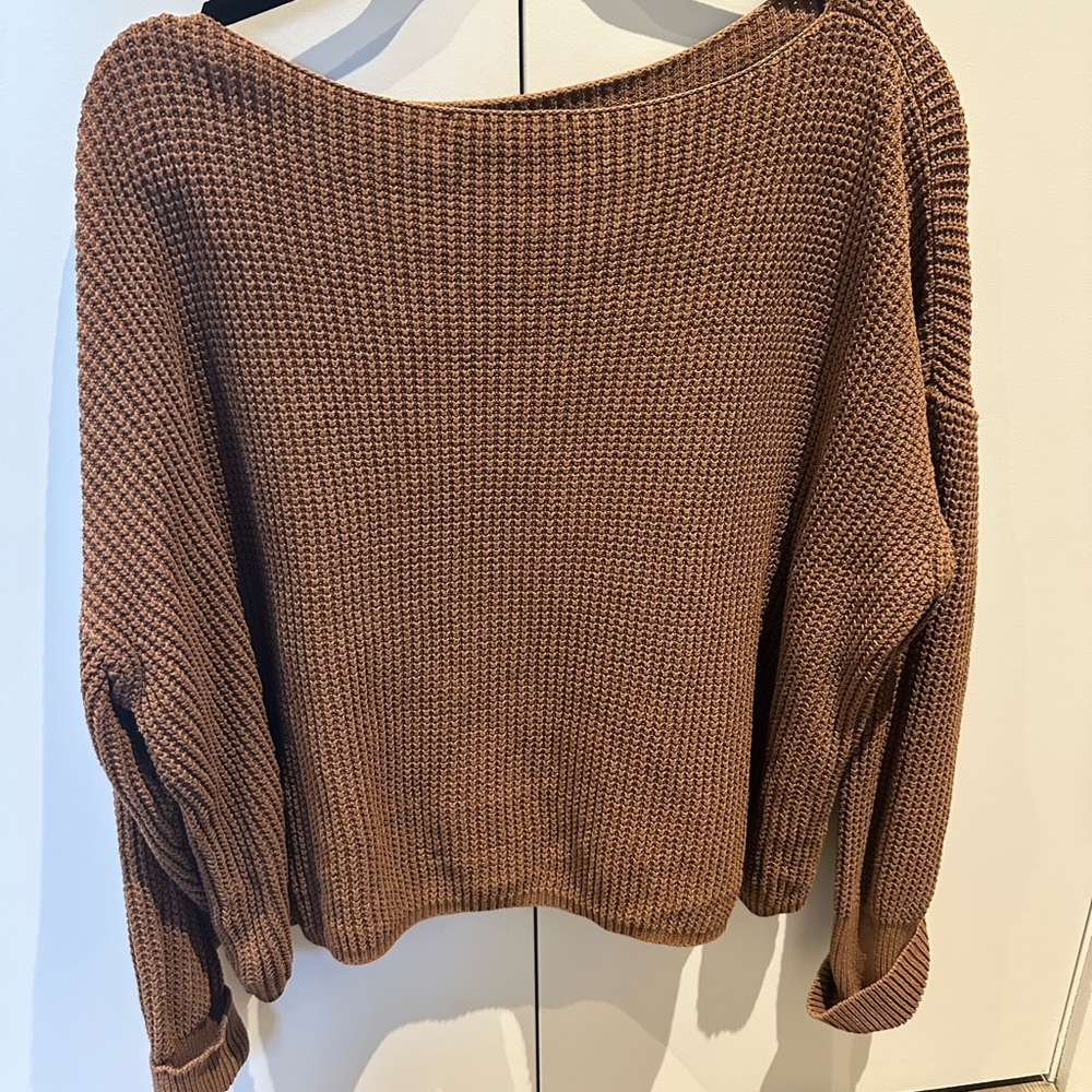 French Connection Brown Crew Neck Sweater with Chunky Knit